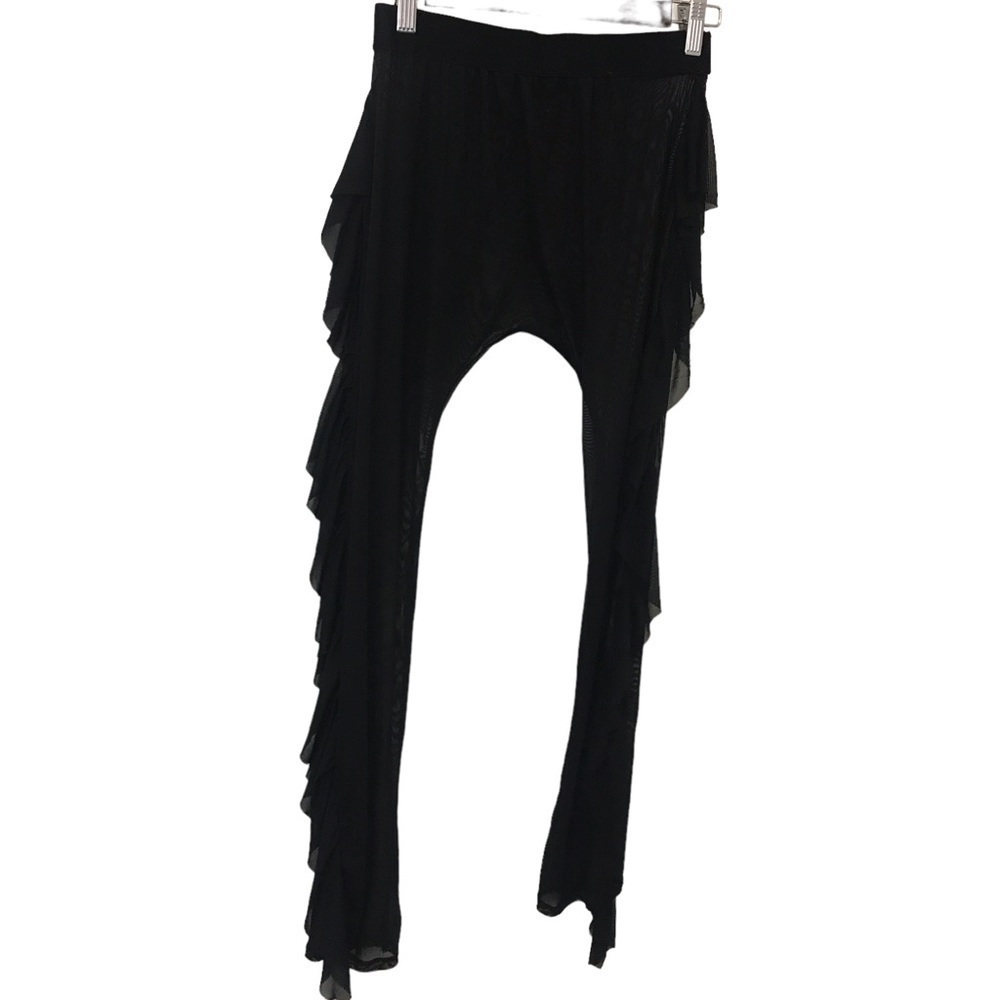 3/$15 Kandyshop black sheer mesh swim cover up ruffle side leggings